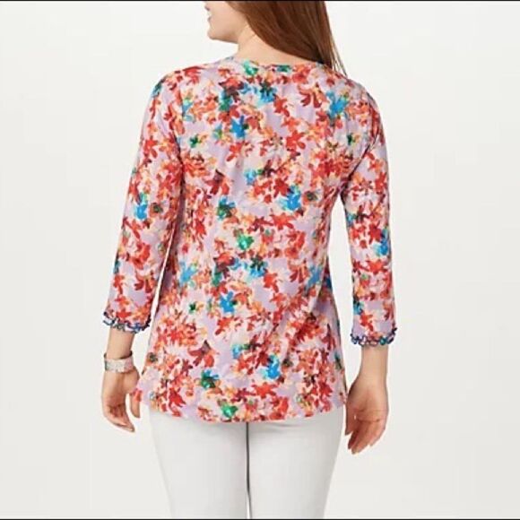 LOGO by Lori Goldstein Cotton Modal 3/4 Sleeve Top - Picture 3 of 4